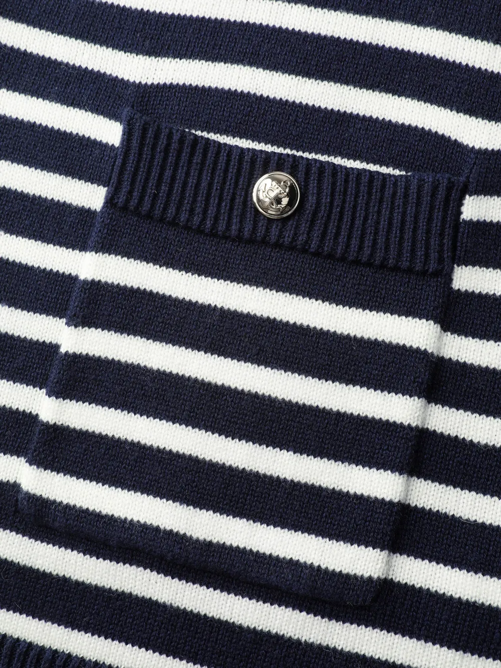 Wool-Blend Stripe Button Pockets Knit Cardigan