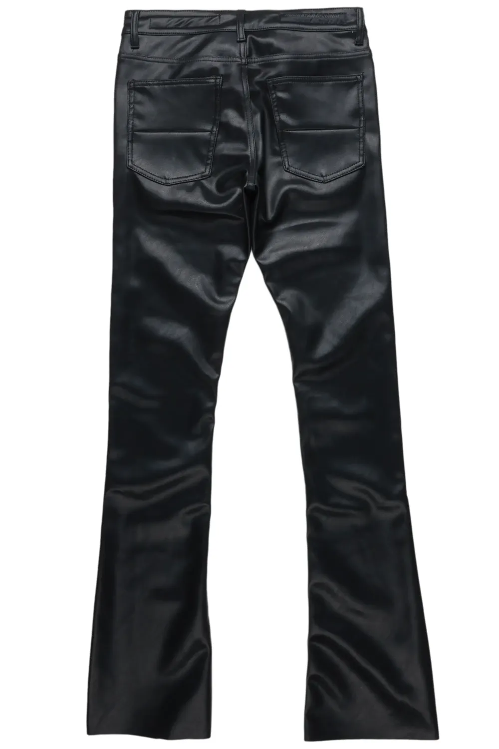 Ricky Black Faux Leather Stacked Jean