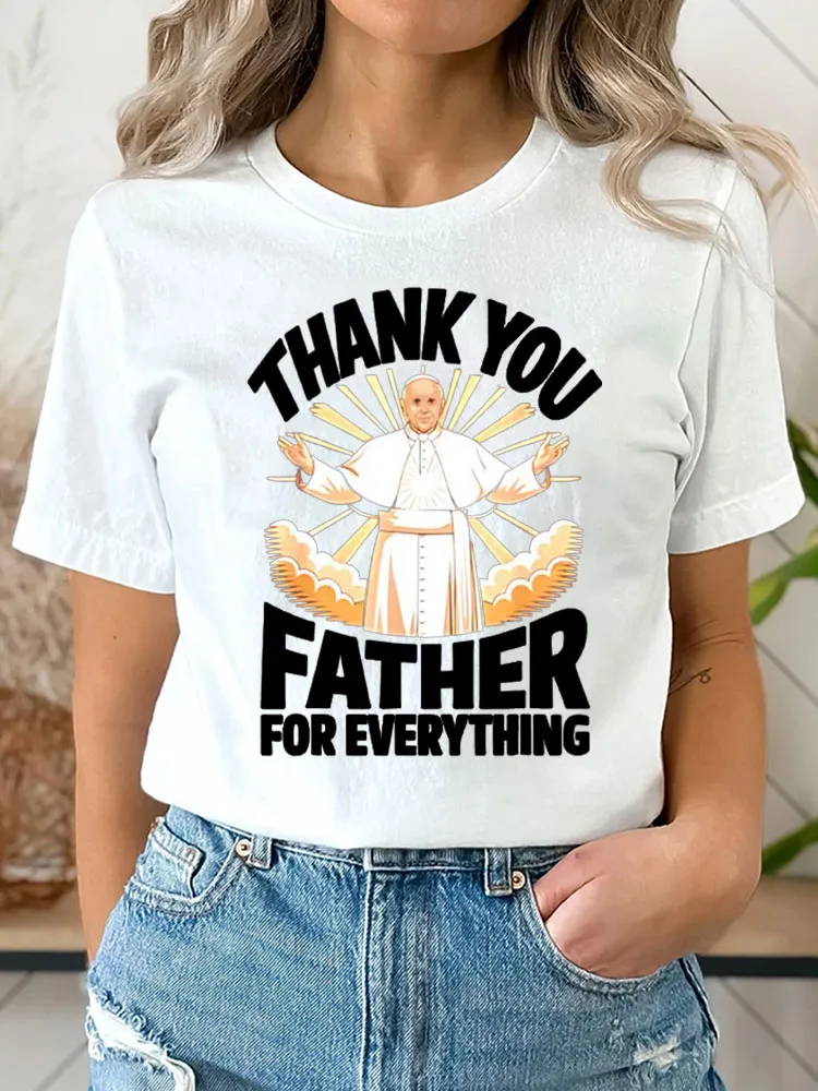 Women's Thank You Father 1936-2025 Print Short Sleeve Round Neck Cotton T-Shirt