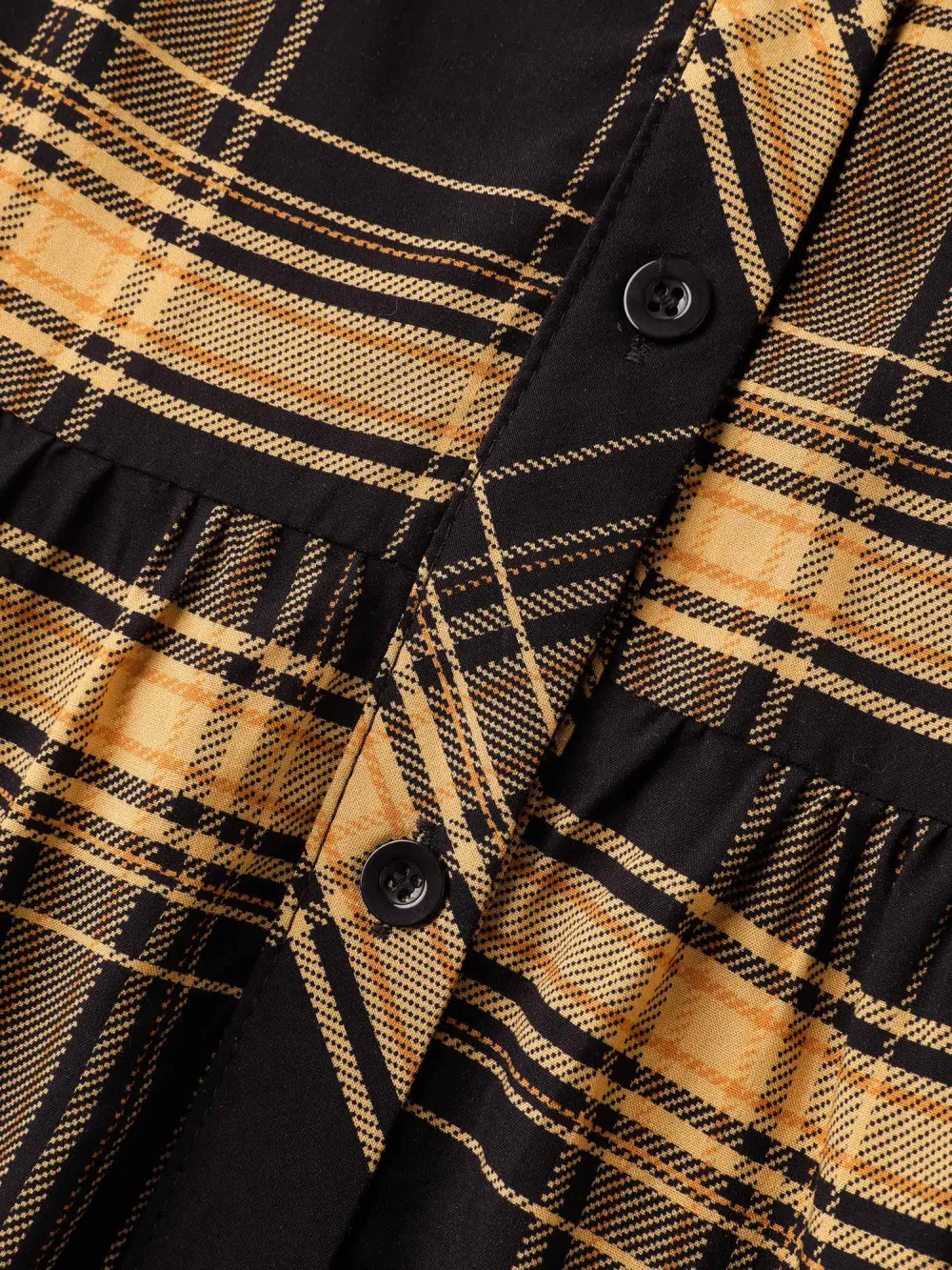 Plaid Print Side Pockets Midi Shirt Dress