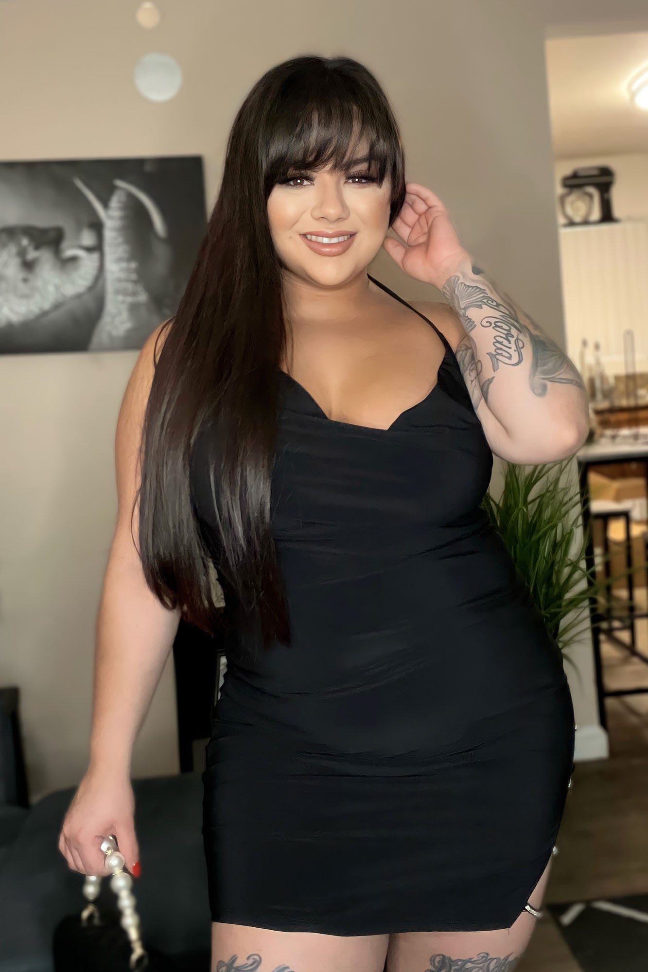Kelsey Cowl Neck Mini Dress - Black