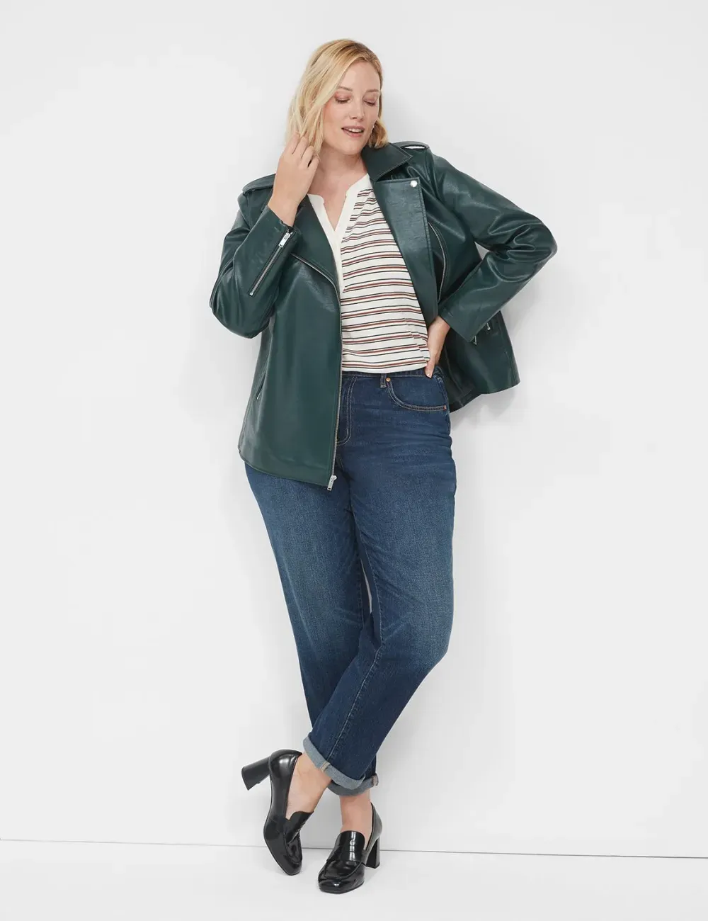 Faux-Leather Moto Jacket