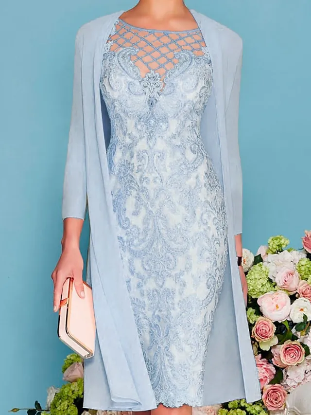 Women‘s Lace Dress Dress Set Midi Dress Pink Yellow Light Green Light gray Light Blue White 3/4 Length Sleeve Floral Pure Color Lace Summer Spring Crew Neck Elegant Classic Party 2023 S M L XL XXL 3XL