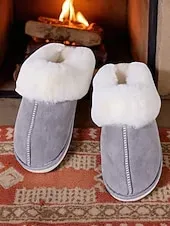 Women's Brown Cozy Slippers – Faux Suede Fleece Lined Warm Indoor House Shoes for Winter and Home Comfort