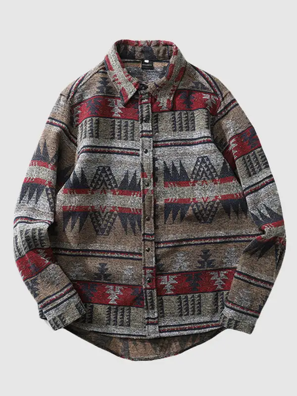 Men's Western Classic Geometric Ethnic Blend Wool Jacket