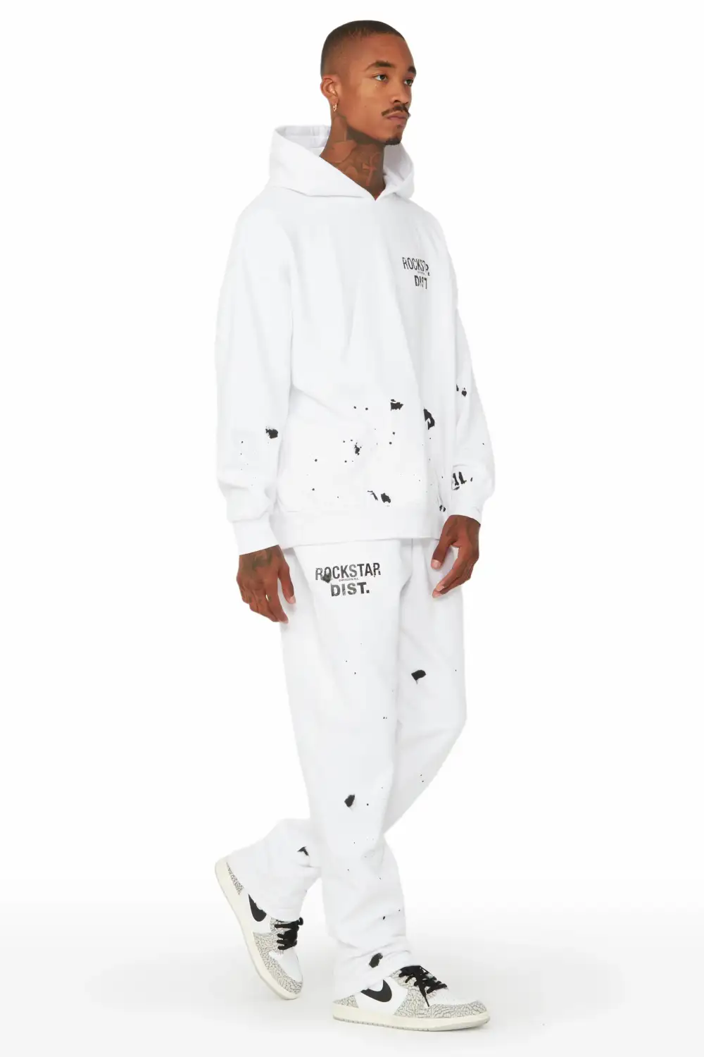 Raffer White Hoodie/Stacked Flare Track Set