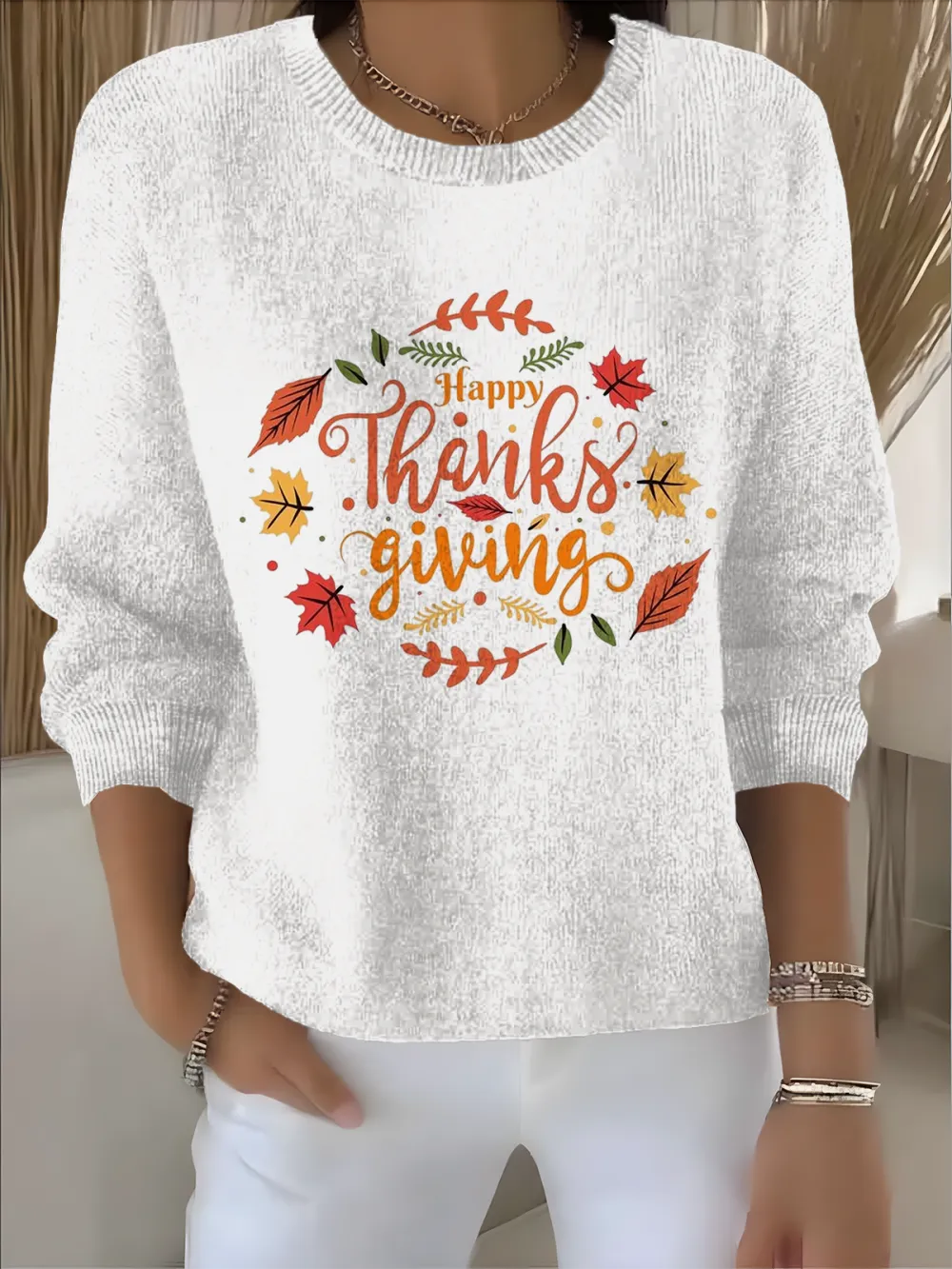 Women's Autumn and Winter Festive Patterned Pullover Tops