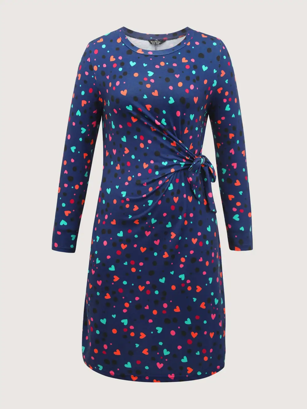 Supersoft Colorful Polka Dot Hearts Knot Midi Dress