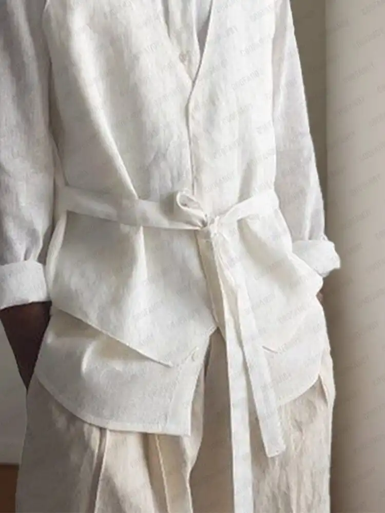 Elegant Fake Two Piece Cotton Shirt