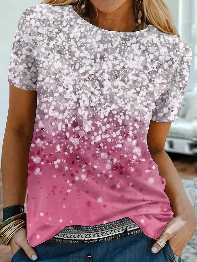 Women's T shirt Tee Black Pink Purple Graphic Butterfly Print Short Sleeve Daily Weekend Basic Vintage Round Neck Regular Butterfly Painting S