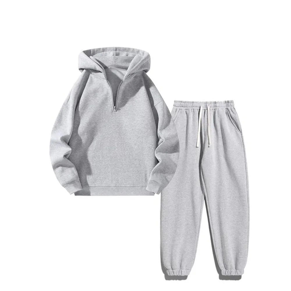 Men's 2-Piece Solid Zipper Hoodie & Sweatpants Set