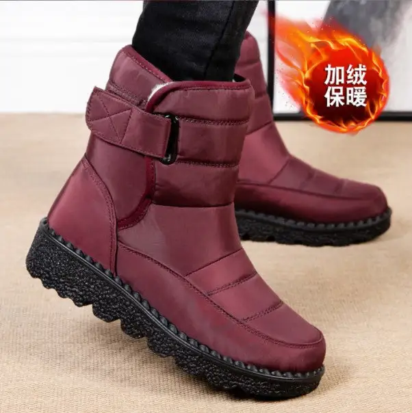 Warm Women's Snow Boots Women's Velcro Waterproof European Size 44 Women's Boots Casual Women's Shoes