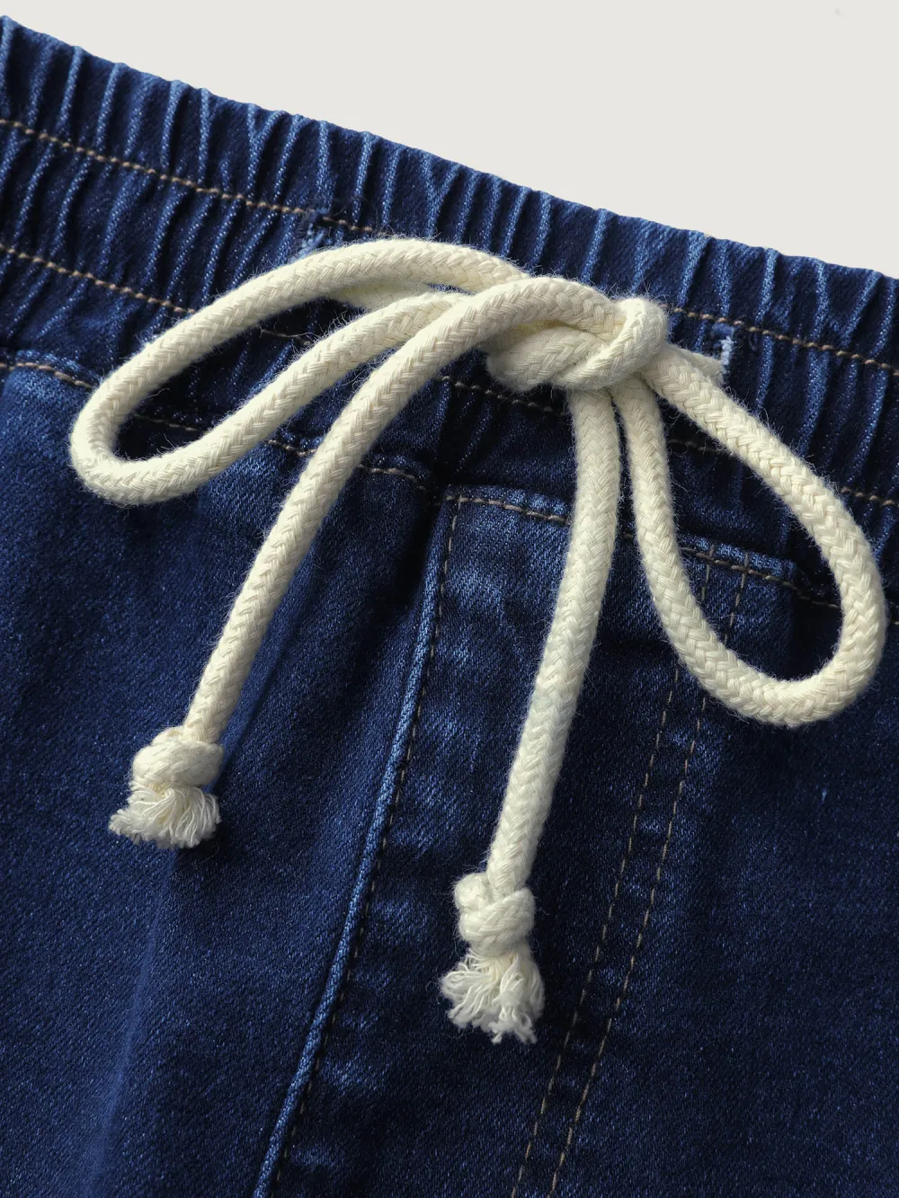 Stretchy Drawstring Waist Straight Leg Jeans