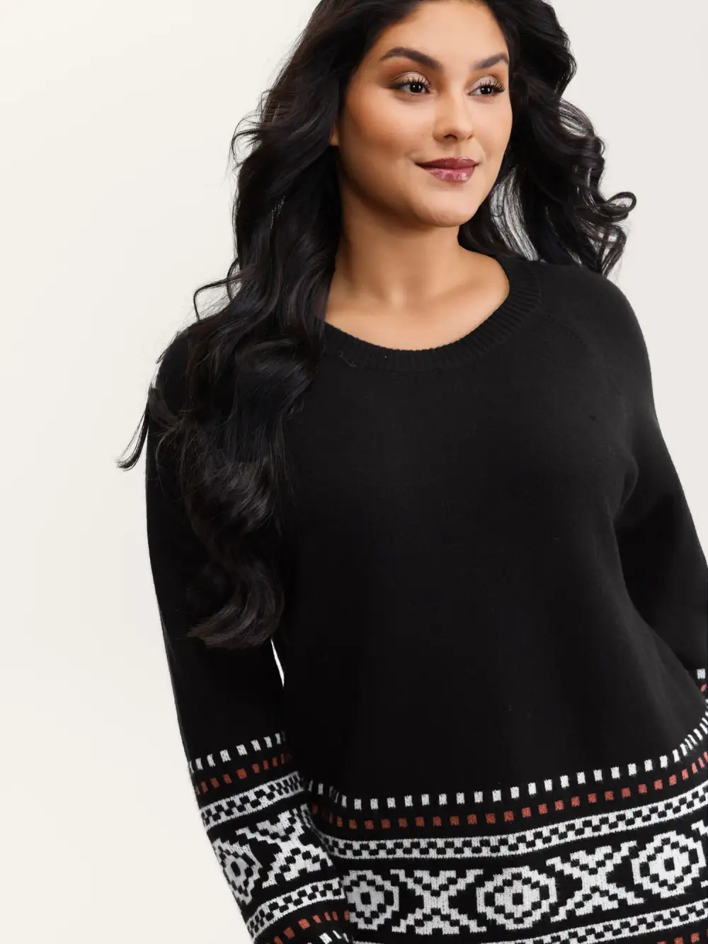 Boho Print Raglan Sleeve Pullover