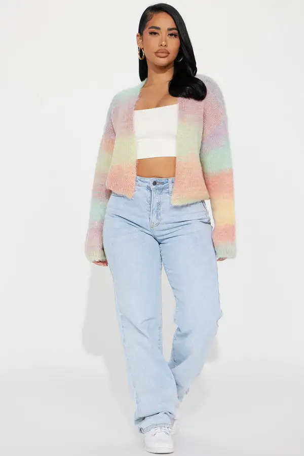 Sabriya Spacedye Cropped Cardigan - Multi Color