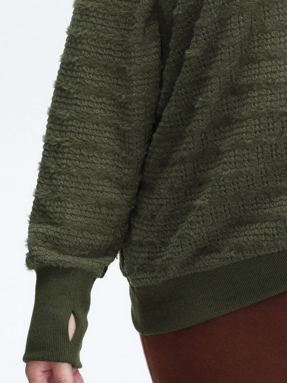 Textured V-Neck Dolman Sleeve Sweatshirt