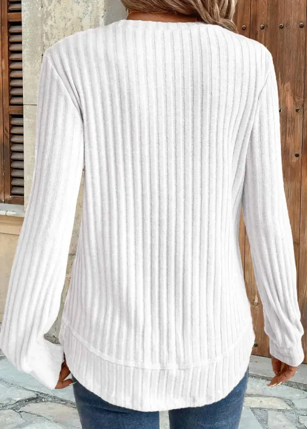 White Long Sleeve Round Neck Sweatshirt