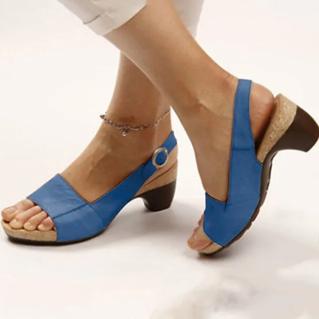 Women's Sandals Block Heel Sandals Comfort Shoes Ankle Strap Sandals Outdoor Daily Summer Low Heel Chunky Heel Slingback Heel Peep Toe Vintage Classic Casual PU Leather Faux Leather Buckle Color