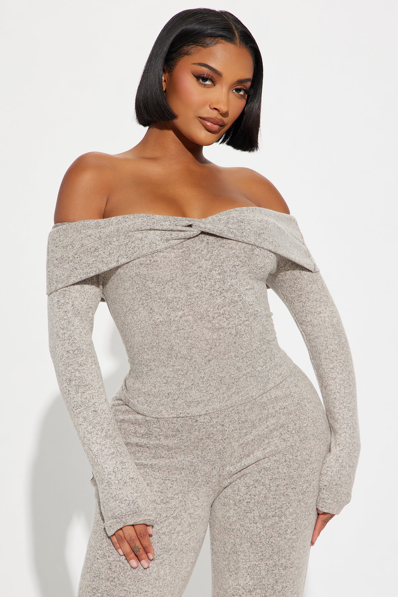 Bella Brushed Knit Pant Set - Oatmeal
