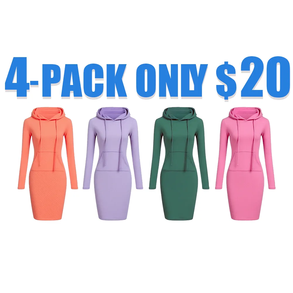 Autumn Casual Hooded Sweatshirt Dress for Women