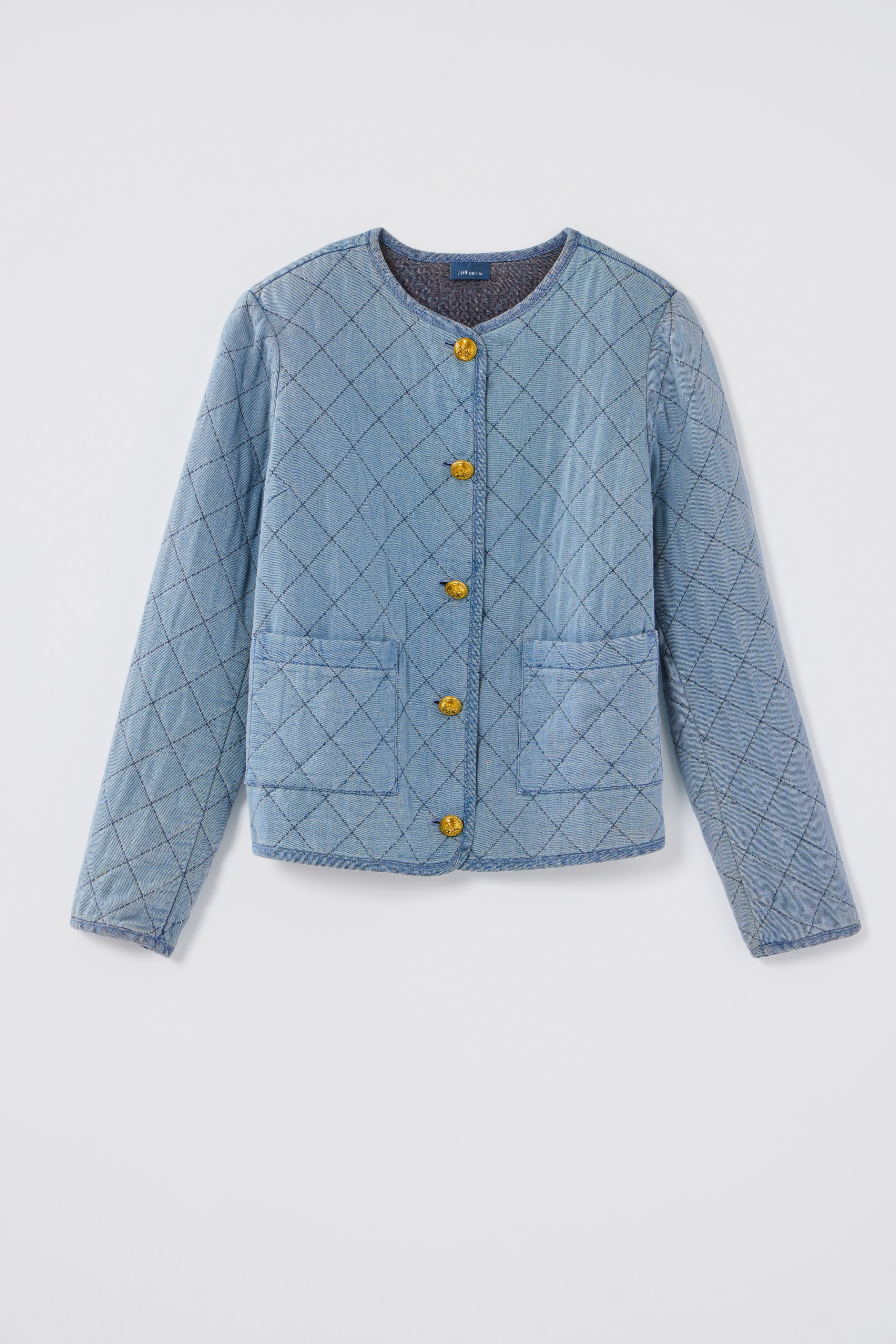 Diamond-Quilted Curved-Hem Jacket