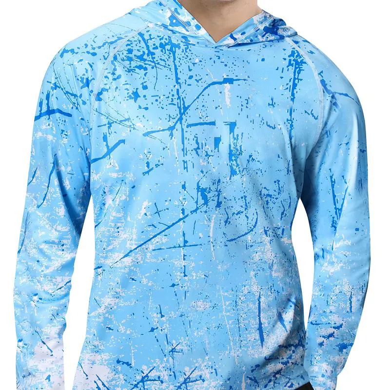 Men's UPF 50+ Quick-Dry Hoodie – Lightweight Long Sleeve UV Shirt for Hiking, Fishing & Outdoor Sports