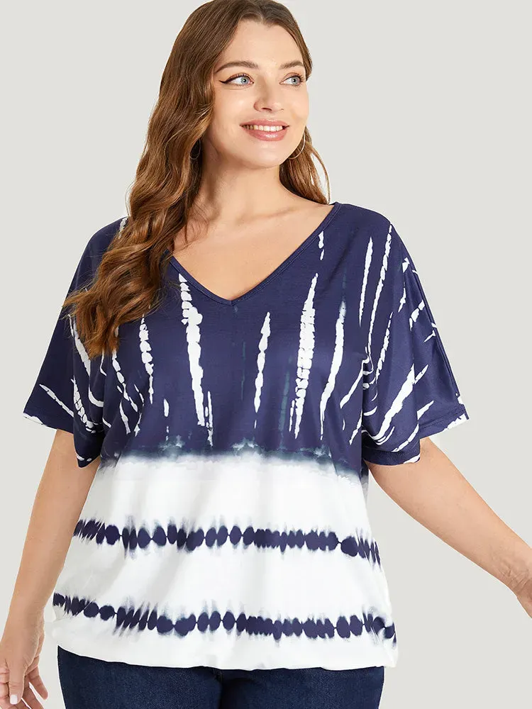 Tie Dye Batwing Sleeve T-shirt