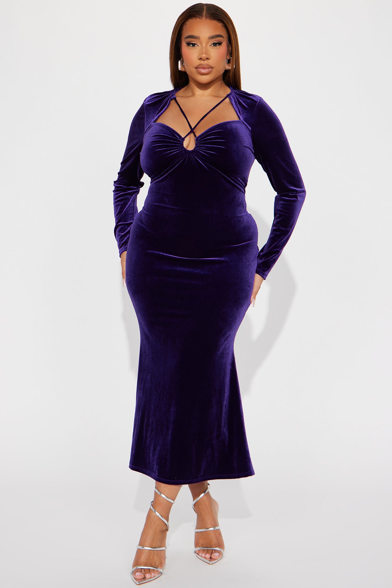 Milani Velvet Maxi Dress - Purple