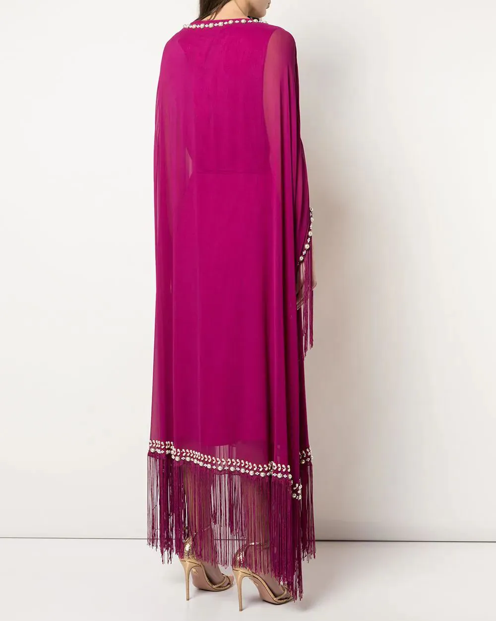 Ladies Tassel Embroidered Kaftan Midi Dress