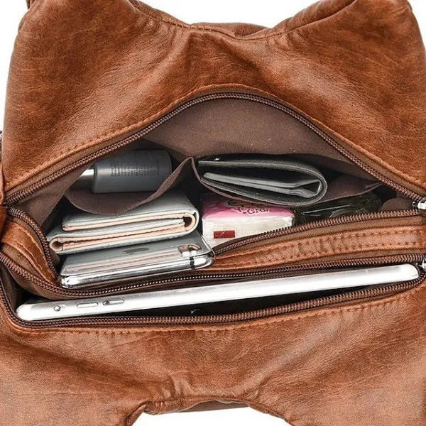 Women's Shoulder Bag Hobo Bag PU Leather Daily Rivet Zipper Solid Color Vintage Black Wine Brown