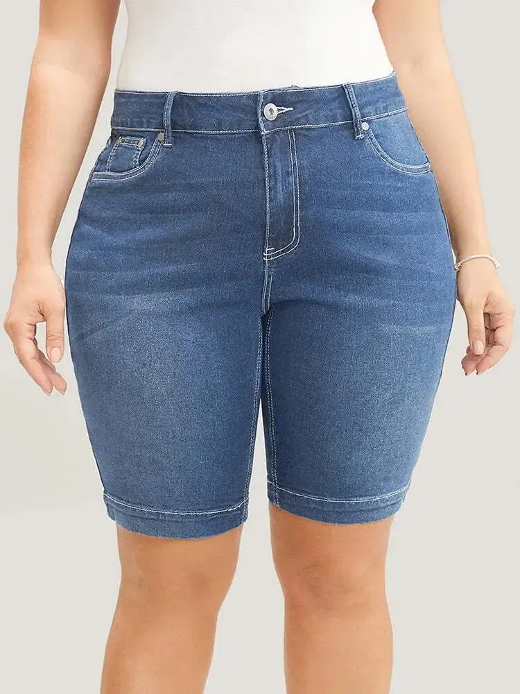 4 Pack Very Stretchy High Rise Dark Wash Denim Shorts