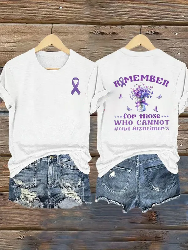 Women'S Remember For Those Who Cannot Alzheimers Support Round Collar Tee