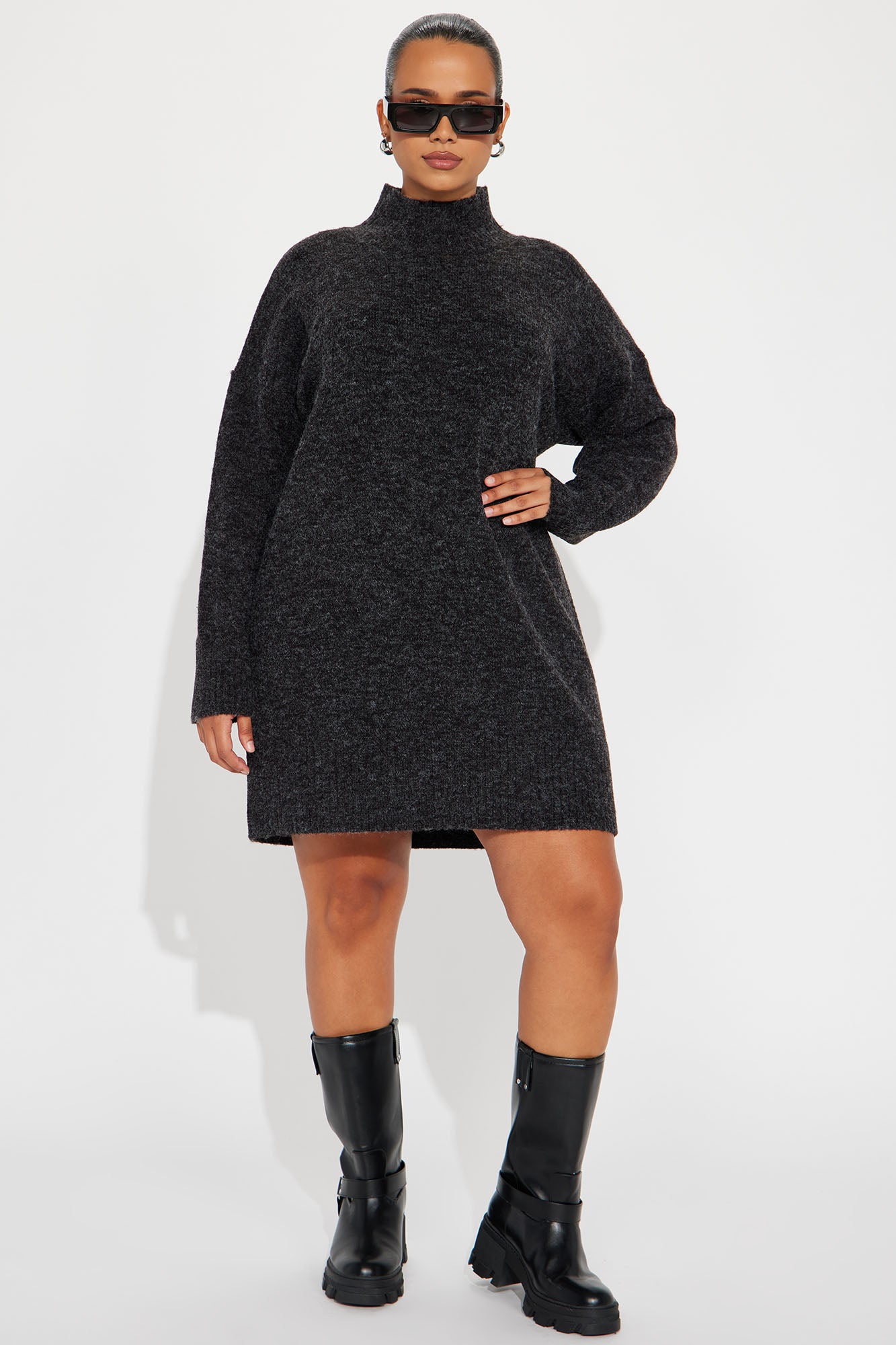 Manhattan Sweater Mini Dress - Charcoal