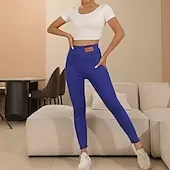 Women's EU / US Size Skinny Cozy Fleece Lined Cozy Leggings Classic & Timeless Full Length High Rise Plain Pocket Outdoor Warm Micro-elastic Home Daily Wear claret Dark-Gray Black 1