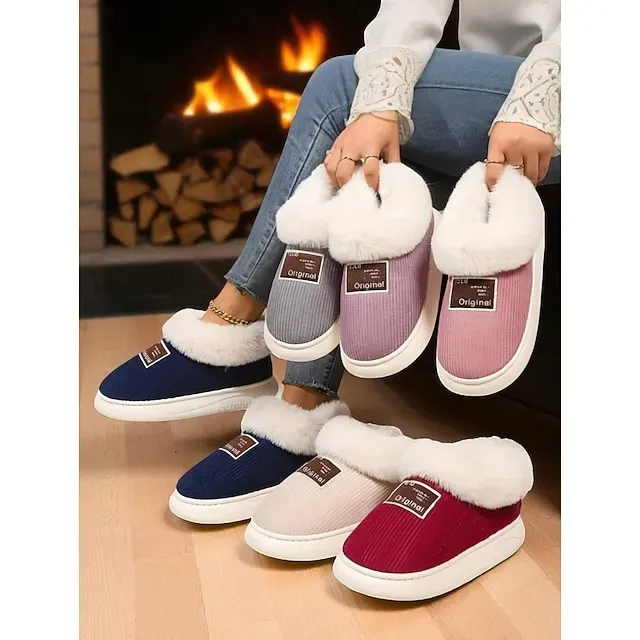Women's Winter Indoor Slippers with Faux Fur Lining – Warm Anti-Slip Home Shoes for Cozy Indoor Wear