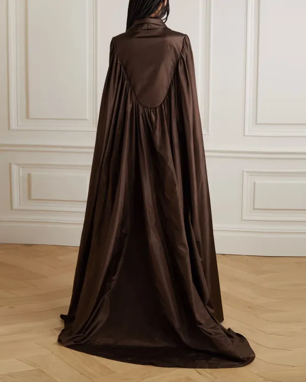 Cape-effect silk-satin gown