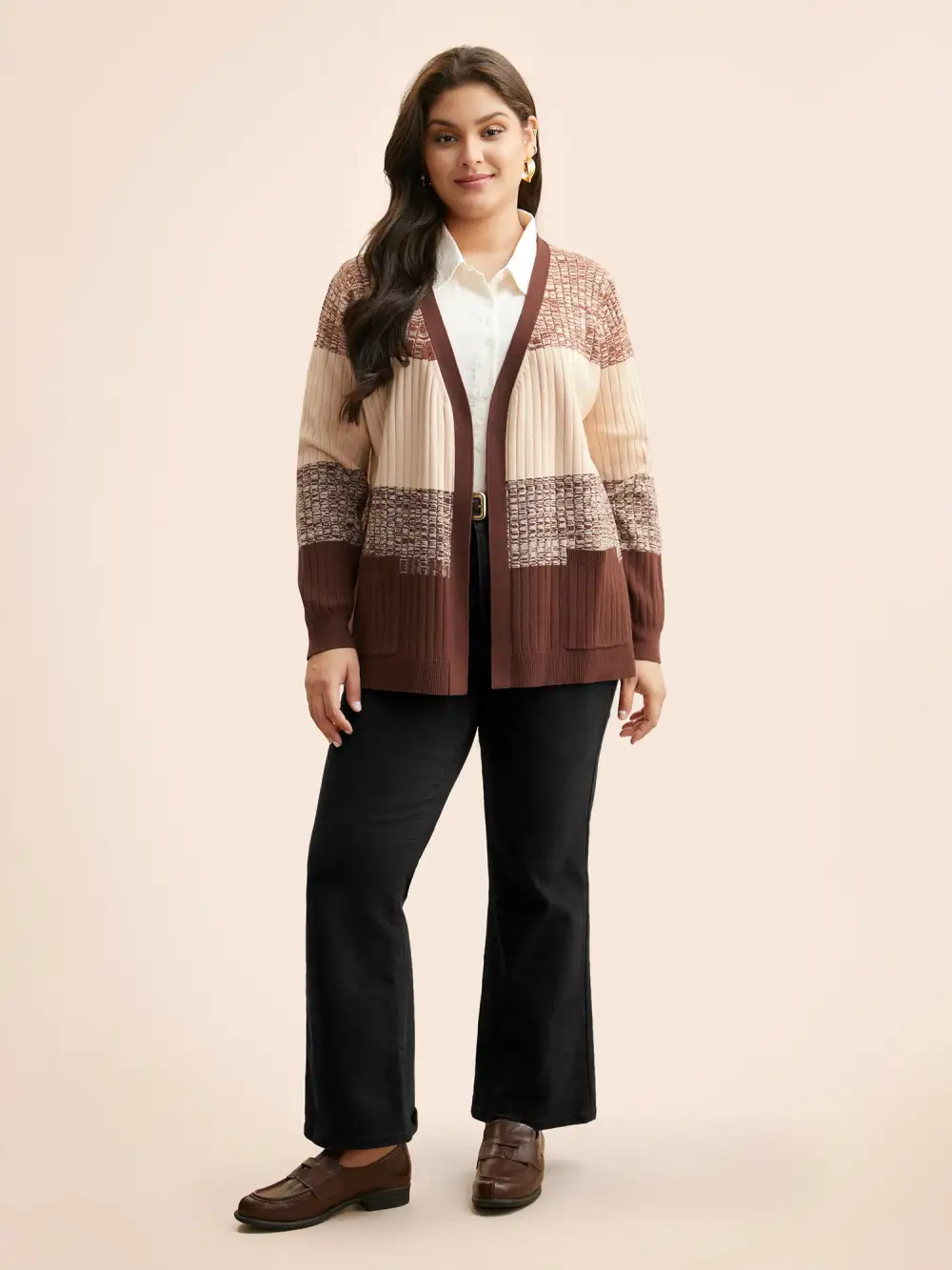 Supersoft Essentials Textured Colorblock Contrast Cardigan