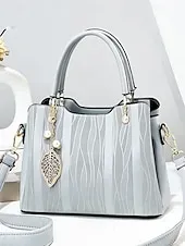 Women's Burgundy Handbag with Embossed Pattern and Pearl Leaf Charm – Stylish Shoulder and Tote Bag for Office, Daily, and Evening Use