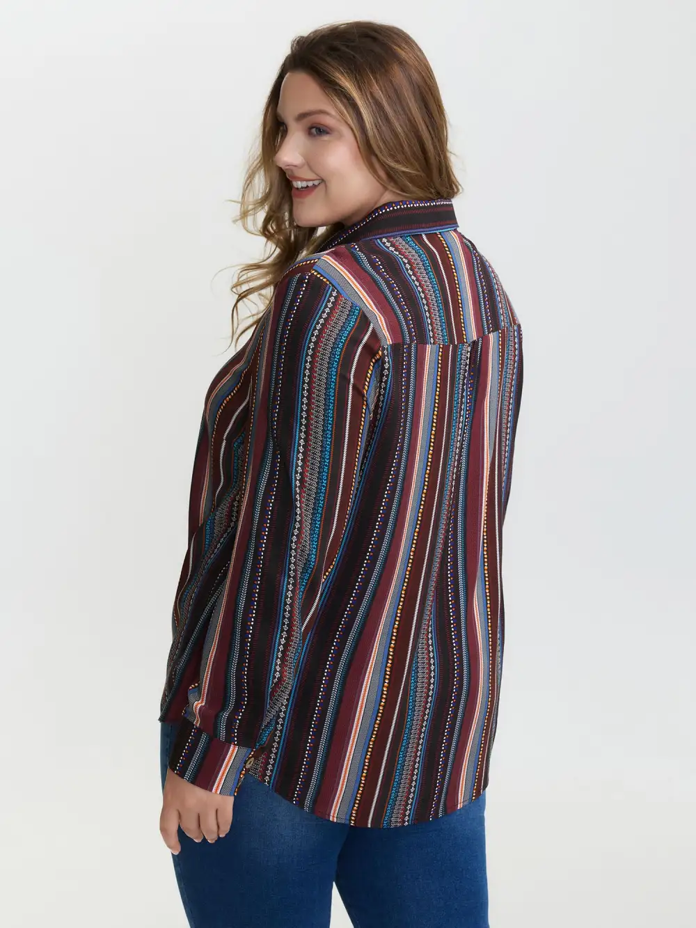 Colorful Stripe Button-Down Shirt
