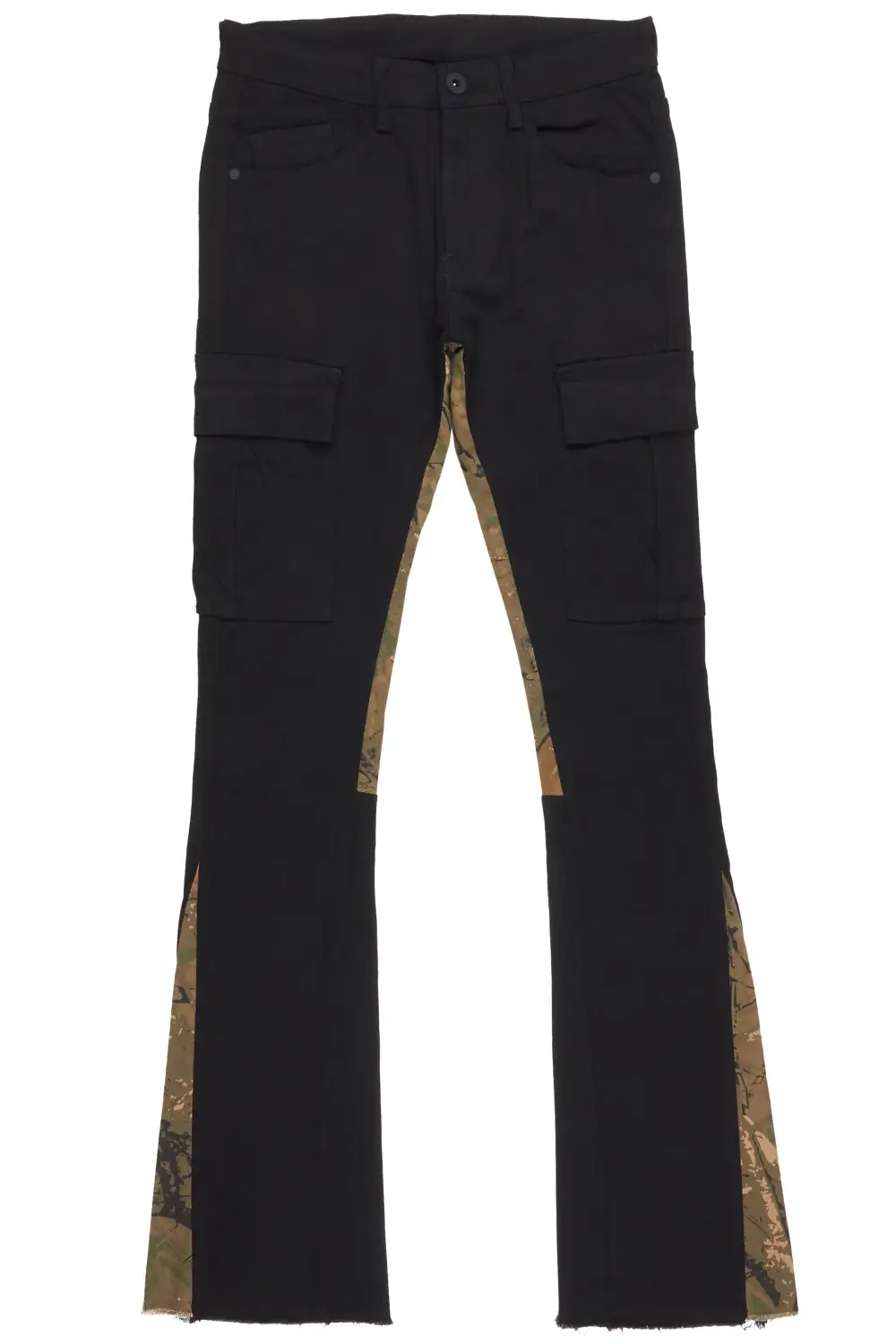 Calan Black Cargo Stacked Flare Jean