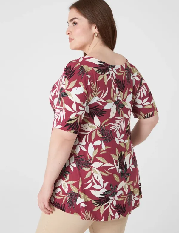 Modern Swing Perfect Sleeve Ruched-Shoulder Tee