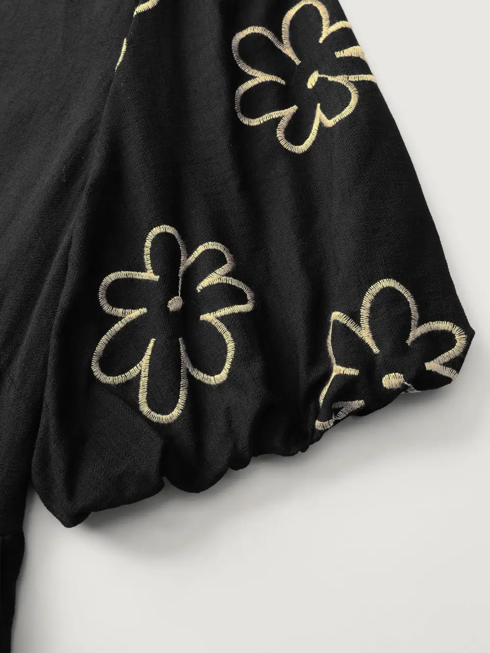 Floral Embroidered Sleeve A-Line Midi Dress