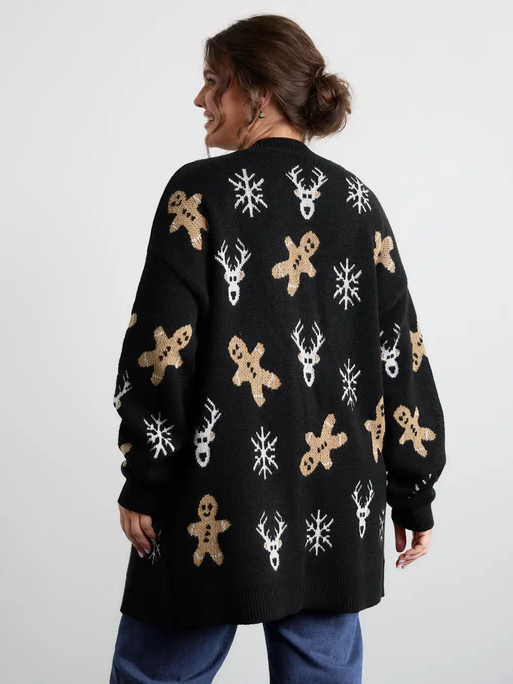 Gingerbread Holiday Jacquard Pockets Cardigan
