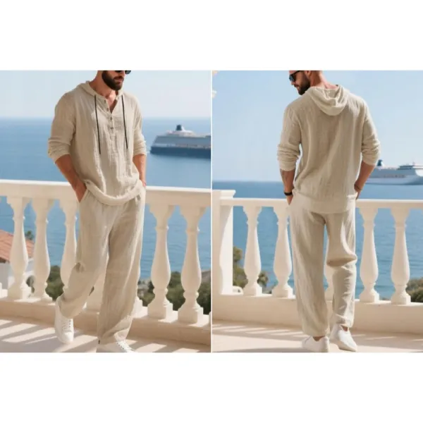 Men's Trendy Linen Hooded Two-Piece Set