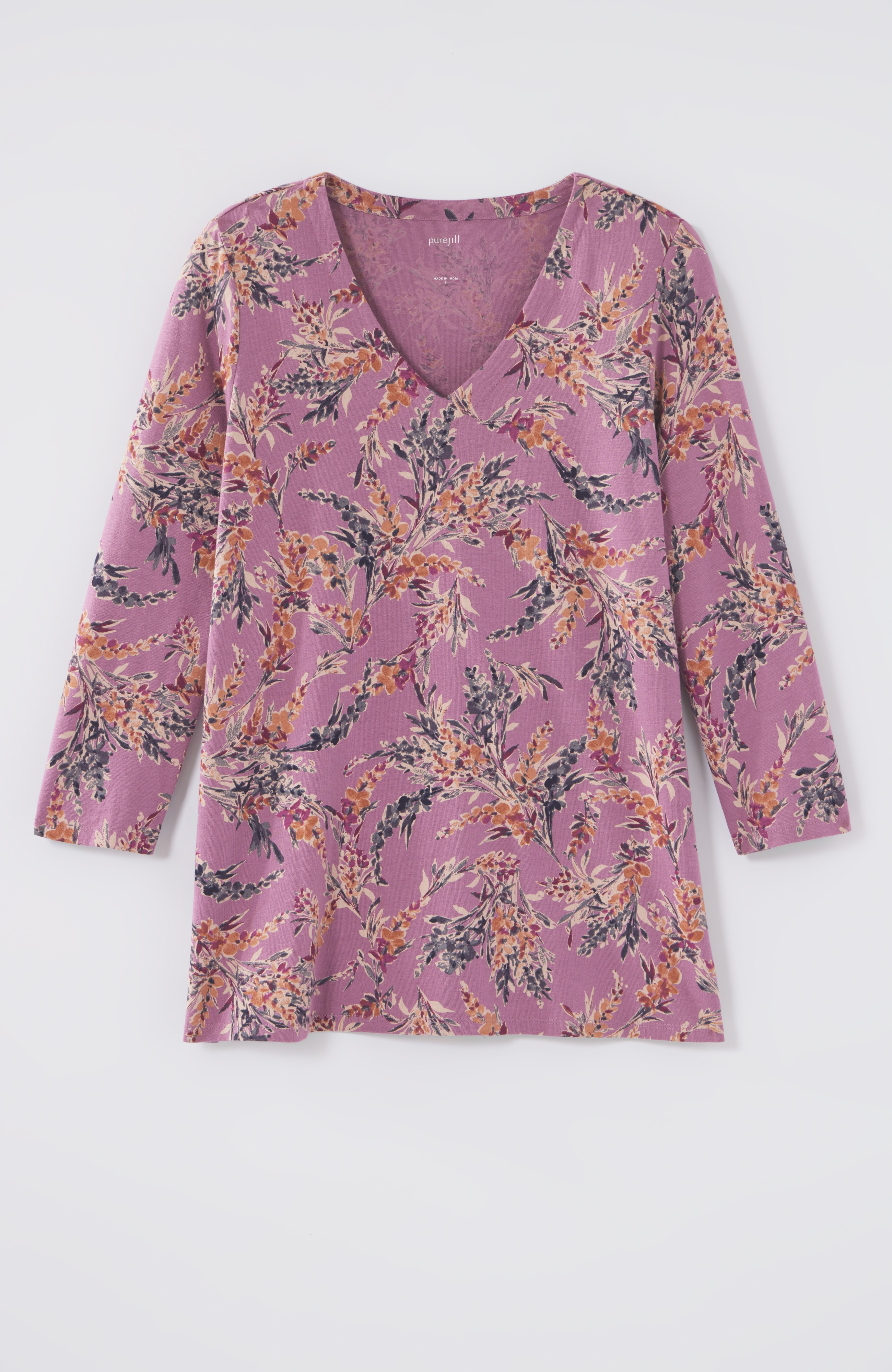 Pure Jill Printed V-Neck Tee