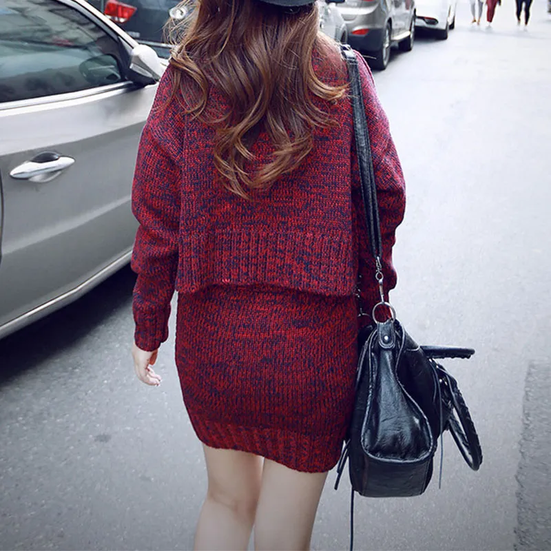 Two-Piece Sweater Bag Hip Skirt