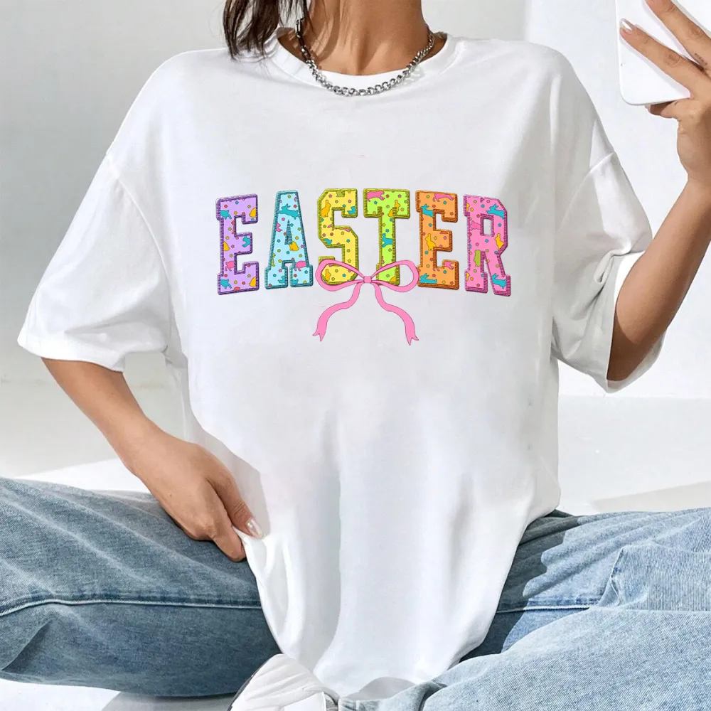 Easter Printed Round Neck Short Sleeve T-Shirt