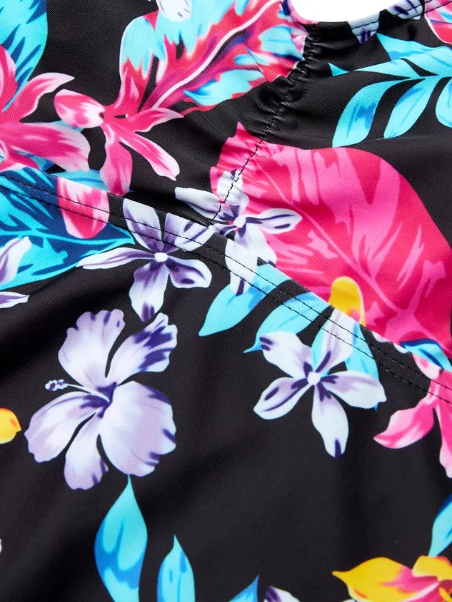 Casual Floral Printing V Neck Tankinis Two-Piece Set