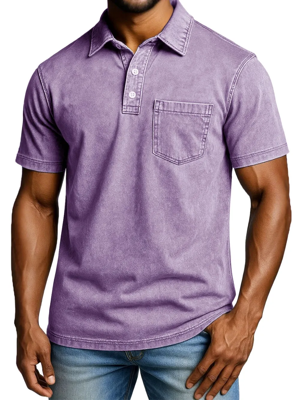 Men's Fashion Outdoor Retro Distressed Short-sleeved Pocket Polo Shirt 