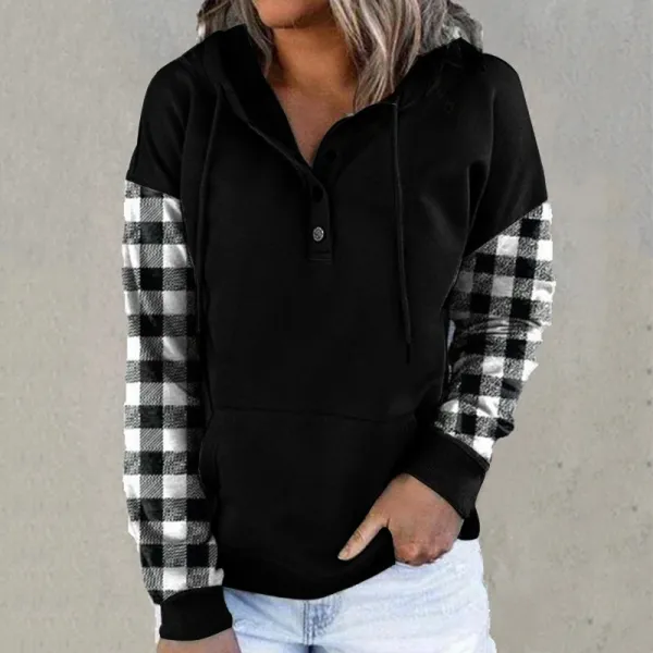 Casual Cotton Blends Checked/Plaid Hooded Regular Fit Sweatshirts